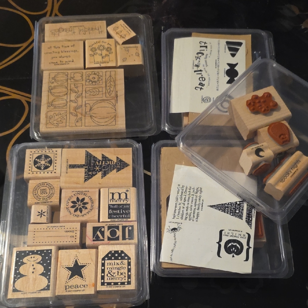 Stampin' Up! Wooden Stamp Set - Black and Brown Designs